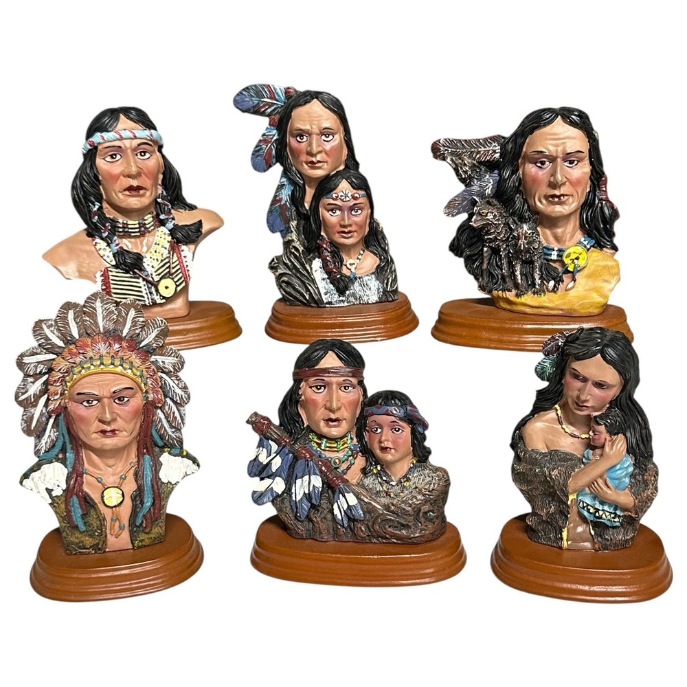 VTG‎ Native American Indian Figurine K's Collection Resin Chief Women LOT OF 6